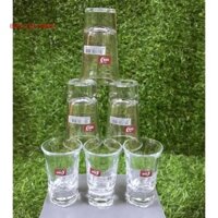 Bộ 6 chén uống rượu đế dày, hủy tinh trong suốt - Cốc mắt trâu đế vuông dày