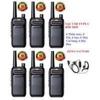 Bộ 6 Chiếc Bộ đàm Kenwood TK688S(Loa to chống từ tính, Pin sử dụng trên 12 tiếng, Sạc USB Type C đời mới)