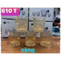 Bộ 6 cố thủy tinh uống nước vân tăm mạ vàng, sáng bóng, đẹp