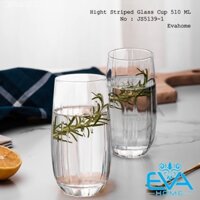 Bộ 6 Cốc Ly Thuỷ Tinh Deli Bầu Sọc Cao JS5139-1 Chịu Nhiệt Hight Vertical Striped Glass Cup 510ML