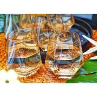 Bộ 6 cốc thủy tinh chịu nhiệt cao cấp vân kim cương - 1 cái vàng