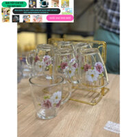 Bộ 6 cốc thủy tinh hoa hồng