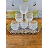 BỘ 6 CỐC THUỶ TINH TRỐNG ĐỒNG BÉ VIỀN VÀNG CAO CẤP
