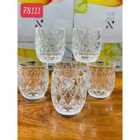 BỘ 6 CỐC THỦY TINH UỐNG NƯỚC CAO CẤP ĐÁY TRÒN HOA VĂN XO - 1 CÁI KHÔNG VIỀN