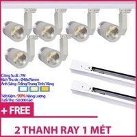 Bộ 6 Đèn Led Rọi Ray COB 7w Vỏ Trắng Và 2 Thanh Ray 1M