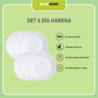 Bộ 6 đĩa (dĩa) thủy tinh nông lòng Luminarc Harena 27cm N5804*6, thủy tinh sạch không chứa chì, an toàn trong lò vi sóng