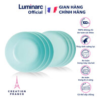 Bộ 6 đĩa (dĩa) thủy tinh Luminarc Diwali DW6A màu xanh ngọc, dùng lò vi sóng, máy rửa bát | Hàng chính hãng