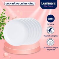 Bộ 6 đĩa (dĩa) thủy tinh Luminarc Diwali 19cm N3603*6, dùng lò vi sóng, máy rửa bát