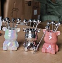 Bộ 6 dĩa inox gấu sứ (Kiện 150 bộ)