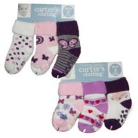 Bộ 6 đôi tất chống trơn bé gái Carter's Rattling Toes