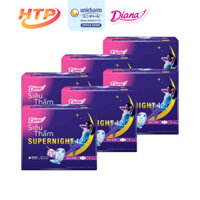 Bộ 6 gói Băng vệ sinh ban đêm Diana Siêu thấm Supernight 42cm (3 miếng/gói) - NPP HTP