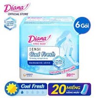 Bộ 6 gói Băng vệ sinh Diana hàng ngày Sensi Cool Fresh 20 miếng