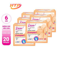 Bộ 6 gói Băng Vệ Sinh Diana SENSI Hàng Ngày Compact Gói 20 Miếng - NPP HTP