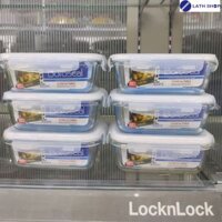 Bộ 6 Hộp Thủy Tinh Chữ Nhật Lock&Lock 430ml-LLG424 (Kín Hơi, Dùng Trong Lò Vi Sóng, Lò Nướng)