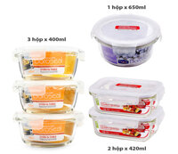 Bộ 6 Hộp thủy tinh đựng thực phẩm Lock&Lock 400ml – 420ml – 650ml