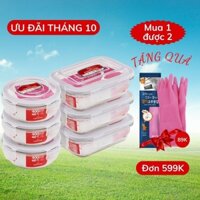 Bộ 6 hộp thủy tinh đựng thực phẩm COBACOOK 3 hình tròn 400ml và 3 chữ nhật 370 ml- CCR4L36