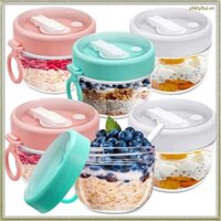 Bộ 6 Hũ Đựng Sữa Chua / Muỗng 20 Oz Chống Rò Rỉ Tiện Dụng