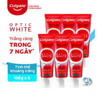 Bộ 6 Kem Đánh Răng Colgate trắng răng Optic White Exfoliating Mineral từ khoáng trắng cho răng sáng bóng 100gtuýp