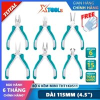 Bộ 6 kềm mini làm trang sức TOTAL THT1K0511 bộ kìm đa năng gồm 6 chi tiết răng 4.5”, cắt 4.5”, cắt đứt 4.5”, mũi dài 4.5