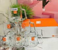 BỘ 6 LY BIA HUDA CÓ QUAI CHUẨN THÁI LAN, HÀNG KHUYẾN MÃI CỦA BIA HUDA 350ML CTB144