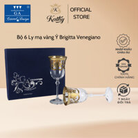 Bộ 6 Ly Rượu Pha Lê Mạ Vàng 24k Nhập Khẩu ITALY Julia Rosenthal Gold- Bộ Ly Rượu Sang Trọng, Đẳng Cấp-