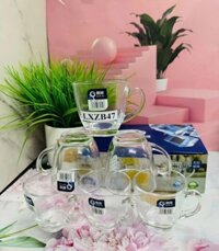 Bộ 6 Ly Thủy Tinh Bầu Lùn Uống Trà, Bộ ly uống trà cao cấp KIỂU BẦU SỌC