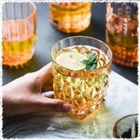 Bộ 6 ly thủy tinh chịu nhiệt uống nước vân sao đáy vát cam ( 1 Cái )