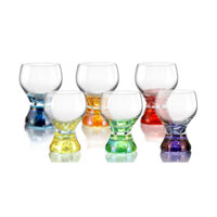 Bộ 6 Ly Thủy Tinh đế tròn bầu 6 màu