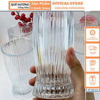 Bộ 6 Ly Thuỷ Tinh Eo Sọc Dáng Chum Dung Tích 360ml, Ly Uống Trà Sữa, Sinh Tố, Nước Ép MC40