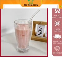 Bộ 6 Ly thuỷ tinh eo sọc dáng chum, ly dung tích 360ml, ly uống trà sữa, sinh tố, nước ép_MC40