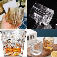 BỘ 6 LY THỦY TINH HỔ PHÁCH CAO CẤP, CỐC KIM CƯƠNG THỦY TINH UỐNG NƯỚC CÓ BÁN KÈM ÚP CỐC VÀ KHAY HỨNG NƯỚC