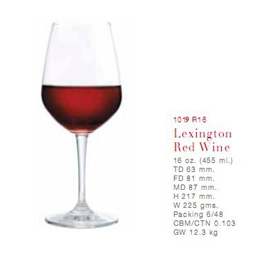 Bộ 6 ly thủy tinh Lexington Red Wine 1019R16 - 455ml