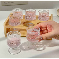 Bộ 6 ly thủy tinh pha lê uống rượu 40ML phong cách Châu Âu, ly cốc uống rượu, ly rượu có chân sang trọng