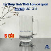 Bộ 6 ly thủy tinh uống bia size lớn dung tích 380 ml UG-315 hàng Thái Lan trong suốt