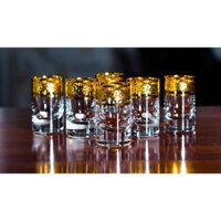 Bộ 6 ly uống rượu mạnh mạ vàng hoa mai Favorit 45 ml