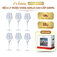 Bộ 6 Ly Uống Rượu Vang Đỏ Thủy Tinh Adela Dung Tích 600ml Kèm Hộp Đựng