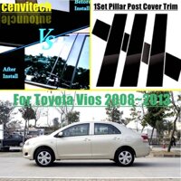 Bộ 6 Miếng Dán Màu Đen Bóng Trang Trí Cửa Sổ Xe Hơi toyota vios 2008 2009 2010 2011 2012 2013 gen 2th g2