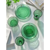 Bộ 6 món bát, đĩa, ly thủy tinh ngọc bích Ranke Home EU