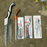 Bộ 6 Món Kéo Cắt Cây Cảnh Bonsai Nhật Bản (Kéo Tỉa Răm +Kéo Cắt Cành + Cưa Lách & Cưa Gấp + Lưỡi Cưa + Kéo Sk5 Xám