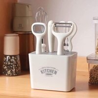 Bộ 6 Món Nấu Ăn Nhà Bếp Kitchen Gadget có hộp đựng, Dao, Kéo, Nạo, Đánh Trứng, Mở Bia