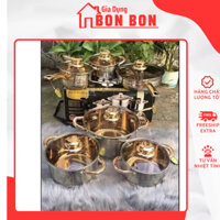 Bộ 6 Món Nồi Đức inox EB-8013 5 Đáy vung kín chống dính Chính Hãng Siêu Dày Cách Nhiệt