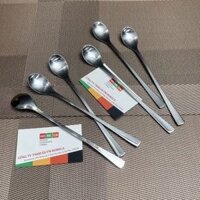 Bộ 6 muỗng cà phê đá dài trơn inox cao cấp dài 19cm và 21cm