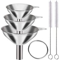Bộ 6 Phễu Inox Kim Loại Mini, Bộ 3 Phễu Nhỏ Vừa Lớn Với 2 Bàn Chải, Phễu Mini Cấp Thực Phẩm Để Sử Dụng Nhà Bếp Chai Làm Đầy Bình Nấu Ăn