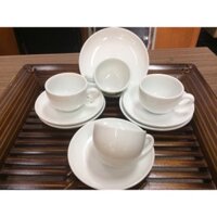 Bộ 6 Tách và 7 dĩa Sứ Trắng Bát Tràng