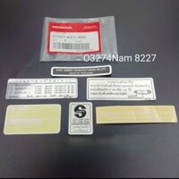 Bộ 6 tem dán thông số xe WAVE Thái zin chính hãng