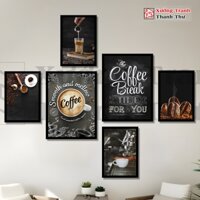 Bộ 6 Tranh Coffee Tranh Treo Tường, Tranh Dán Tường Trí Quán Cà Phê, decor quán, canvas