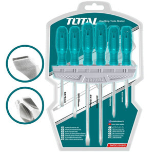Bộ 6 tua vít dẹp và bake Total THTDC250601