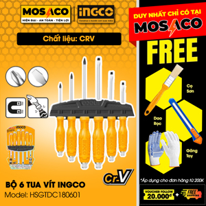 Bộ 6 tua vít đóng Ingco HSGTDC180601