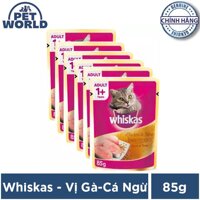 Bộ 6 túi thức ăn cho mèo Whiskas vị Gà và Cá Ngừ túi 85g