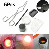 Bộ 6 Vàng Bạc Than Chì Crucible Tong Borax Khuấy Thanh Nóng Chảy Bộ Khuôn Cho Jewelers Metalsmiths, v.v.